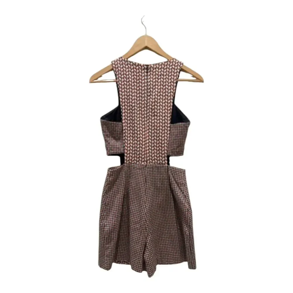 Zara XS Geometric Cutout Romper Mini Dress Red Navy White Resort Vacation